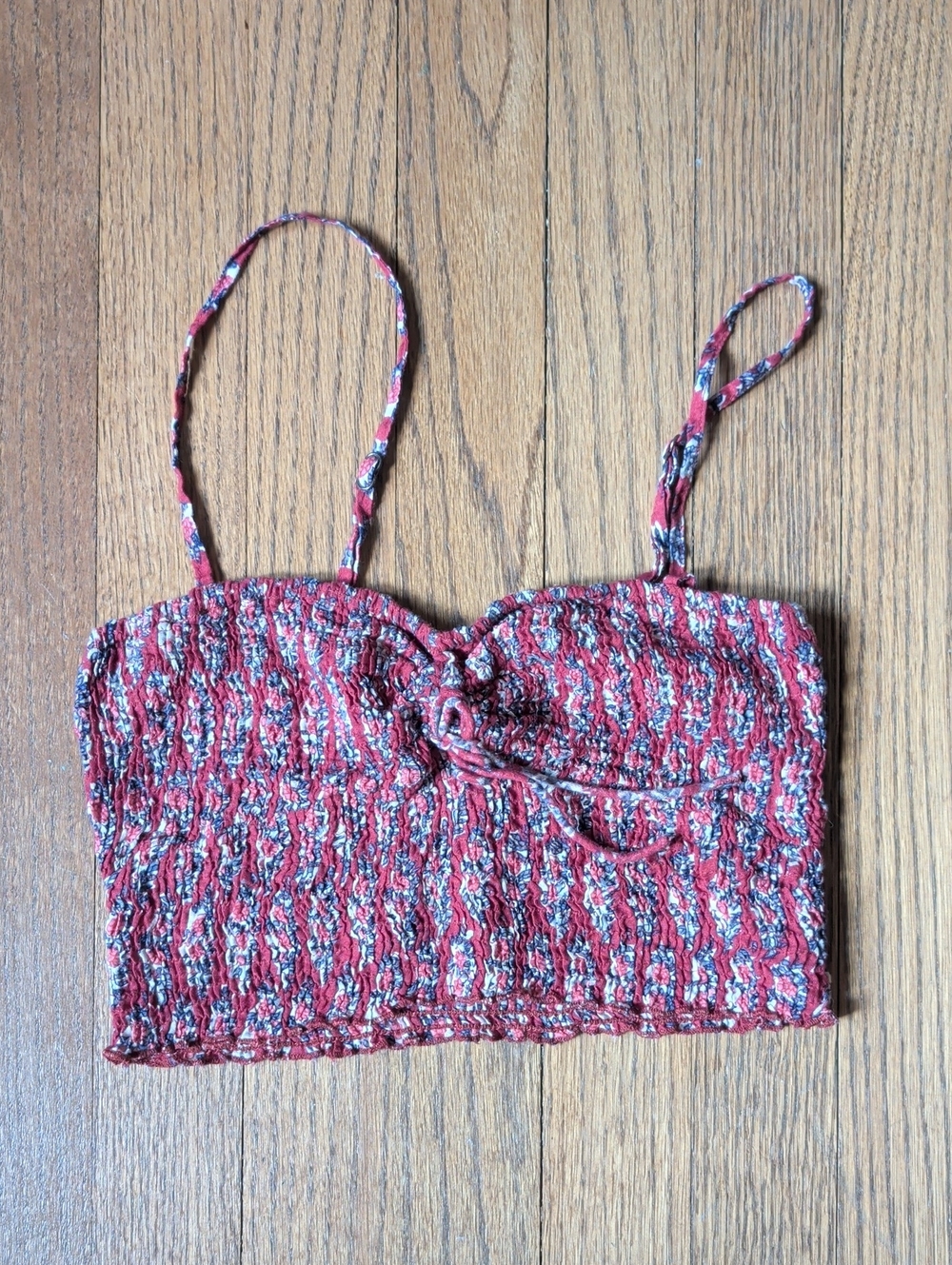 Free People Maroon Smocked Bralette Crop